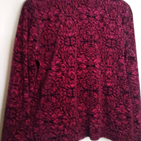 Kim Rogers Jacket Women S Full Zip Velvet Pattern Pink Black - Picture 15 of 16